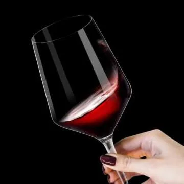 yymall Red Wine Glasses Set of 4, Premium Crystal 15 oz Hand Blown White Wine Glasses with Thin Rim,Long Stem,for Unique Wedding Anniversary or Birthday Gift