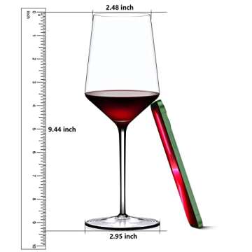 yymall Red Wine Glasses Set of 4, Premium Crystal 15 oz Hand Blown White Wine Glasses with Thin Rim,Long Stem,for Unique Wedding Anniversary or Birthday Gift