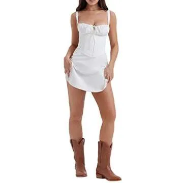 Women Lace Mini Dresses Low Cut Backless Short Dress Ruffle Flare A Line Bodycon Dress Party Club Dress Streetwear