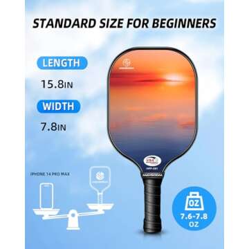 Pickleball Paddles Set of 2 or 4, USAPA Approved Pickleball Paddles Set with 4 Pickleball Balls and Pickleball Carry Bag, Fiberglass Pickle Ball Rackets 2 Pack Gifts for Beginners&Pros(Sunset 2)