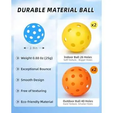 Pickleball Paddles Set of 2 or 4, USAPA Approved Pickleball Paddles Set with 4 Pickleball Balls and Pickleball Carry Bag, Fiberglass Pickle Ball Rackets 2 Pack Gifts for Beginners&Pros(Sunset 2)