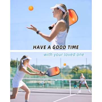 Pickleball Paddles Set of 2 or 4, USAPA Approved Pickleball Paddles Set with 4 Pickleball Balls and Pickleball Carry Bag, Fiberglass Pickle Ball Rackets 2 Pack Gifts for Beginners&Pros(Sunset 2)