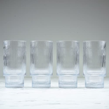 Greenline Goods 12 oz Ripple Drinking Glasses Set