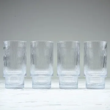 Greenline Goods 12 oz Ripple Drinking Glasses Set