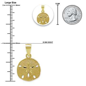 CA CHARMAMERICA Gold Sand Dollar Charm - 10 Karat Solid Gold - Sand Dollar Pendant - Beach Jewelry (Large)