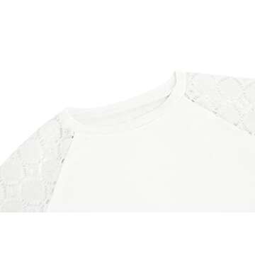 Apbondy Girls Long Sleeve Lace Blouse Tops White