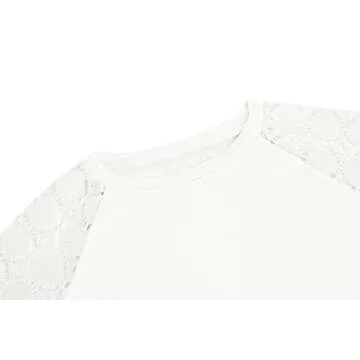 Apbondy Girls Long Sleeve Lace Blouse Tops White