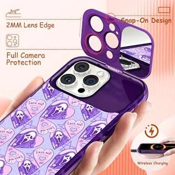 JoySolar iPhone 13 Pro Case with Makeup Mirror