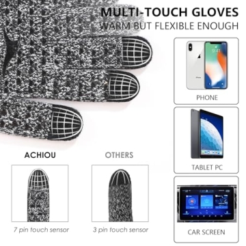 Achiou Touch Screen Winter Gloves, Warm & Comfortable