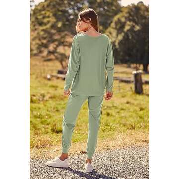 PRETTYGARDEN Women's Fall Fashion Outfits 2 Piece Sweatsuit Long Sleeve Pullover Long Pants Ribbed M...