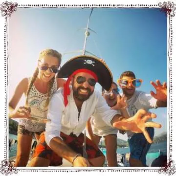 KHC-KHF 2pieces Skull Print Caribbean Captain Pirate Hat, Costume Accessories for Dress-up Theme Party Decor and Cosplay