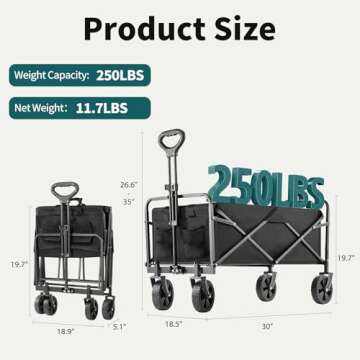 SMUG Collapsible Wagon Cart for Shopping and Outdoor Use