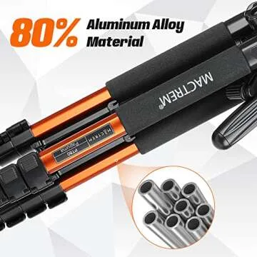 MACTREM 75" Lightweight Aluminum Tripod for Cameras
