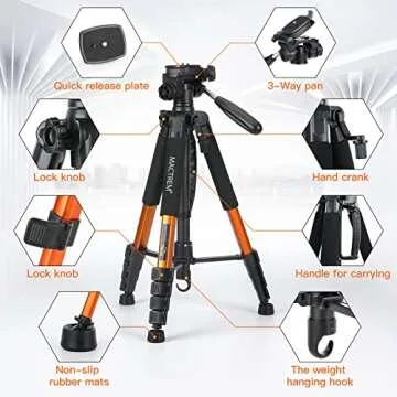 MACTREM 75" Lightweight Aluminum Tripod for Cameras