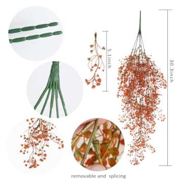 RECUTMS Fall Artificial Hanging Plants 4 Pcs Autumn Fake Ferns Artificial Plants Large Faux Hanging ...