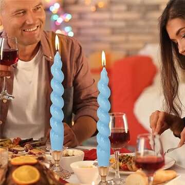 Gedengni Candlesticks Short Taper Candle,7 Inch Blue Tapered Candles Cute Candle Sticks Unscented Tw...