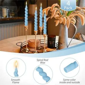 Gedengni Candlesticks Short Taper Candle,7 Inch Blue Tapered Candles Cute Candle Sticks Unscented Twisted Candles for Home Dinner Holiday Wedding Party,2D-Blue