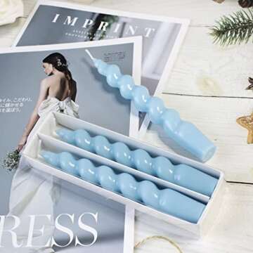 Gedengni Candlesticks Short Taper Candle,7 Inch Blue Tapered Candles Cute Candle Sticks Unscented Twisted Candles for Home Dinner Holiday Wedding Party,2D-Blue