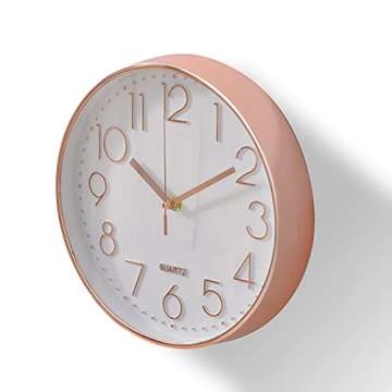 12-Inch Non-Ticking Wall Clock, Silent Battery Operated Wall Clock with ABS Frame HD Glass Cover for...