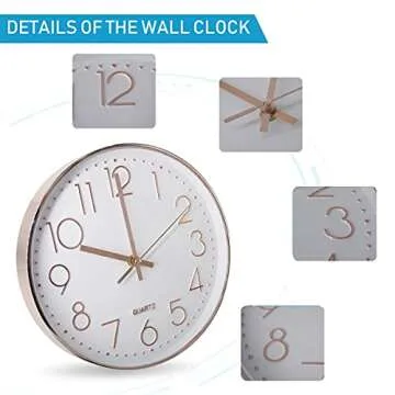 12-Inch Silent Non-Ticking Wall Clock for Home Decor