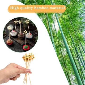 50PCS Gold Star Bamboo Cocktail Picks for Every Occasion