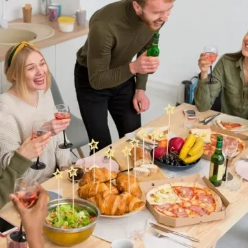 50PCS Gold Star Bamboo Cocktail Picks for Every Occasion