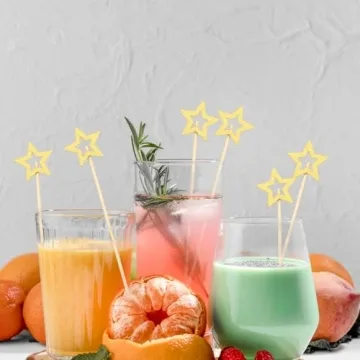 50PCS Gold Star Bamboo Cocktail Picks for Every Occasion