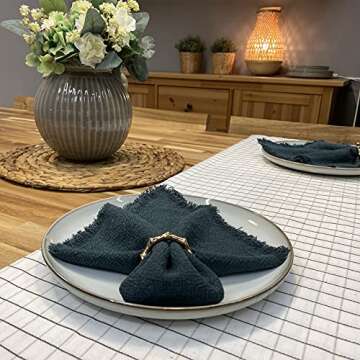 Kintyno Napkin Rings Set of 12 Bamboo Knuckles Style Gold Napkin Holder Ring for Table Decoration,We...