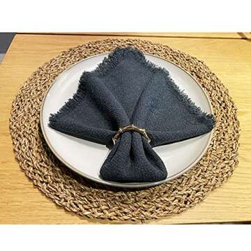 Kintyno Napkin Rings Set of 12 Bamboo Knuckles Style Gold Napkin Holder Ring for Table Decoration,Wedding,Family Dinner,Party, Christmas,Thanksgiving Day,Birthday