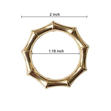 Kintyno Napkin Rings Set of 12 Bamboo Knuckles Style Gold Napkin Holder Ring for Table Decoration,Wedding,Family Dinner,Party, Christmas,Thanksgiving Day,Birthday