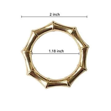 Kintyno Napkin Rings Set of 12 Bamboo Knuckles Style Gold Napkin Holder Ring for Table Decoration,Wedding,Family Dinner,Party, Christmas,Thanksgiving Day,Birthday