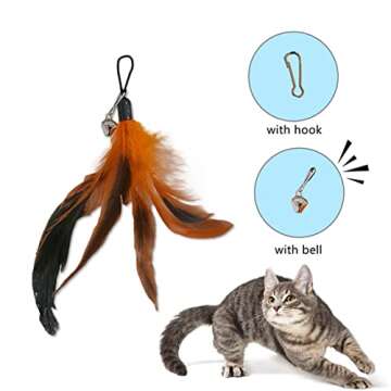 LogFaadCoi 10-Pack of Vibrant Feathered Cat Toy Refills: Perfect Wand Attachments for Indoor Cats, Enhance Your Pet's Playtime with These Exciting Replacement Feather Cat Toys