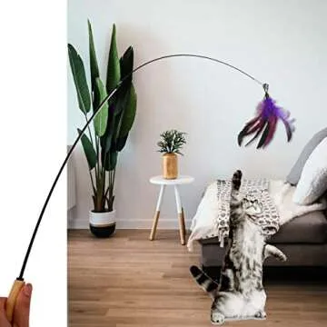 LogFaadCoi 10-Pack of Vibrant Feathered Cat Toy Refills: Perfect Wand Attachments for Indoor Cats, Enhance Your Pet's Playtime with These Exciting Replacement Feather Cat Toys