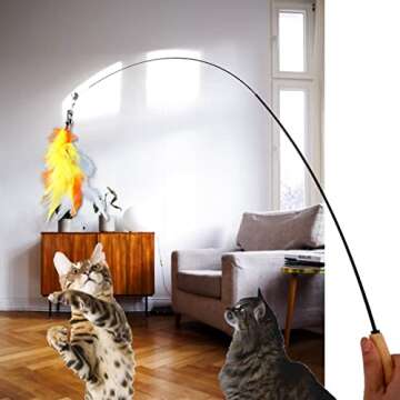 LogFaadCoi 10-Pack of Vibrant Feathered Cat Toy Refills: Perfect Wand Attachments for Indoor Cats, Enhance Your Pet's Playtime with These Exciting Replacement Feather Cat Toys
