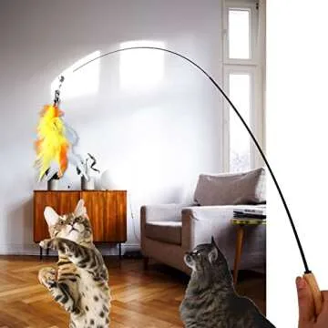 LogFaadCoi 10-Pack of Vibrant Feathered Cat Toy Refills: Perfect Wand Attachments for Indoor Cats, Enhance Your Pet's Playtime with These Exciting Replacement Feather Cat Toys