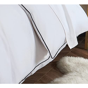 DAUAOTO Full Queen Microfiber Duvet Cover Set with Piping