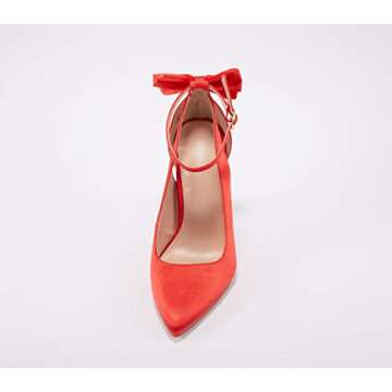 Fashare Womens High Heels Pointed Toe Bowtie Back Ankle Buckle Strap Wedding Evening Party Dress Pumps Shoes