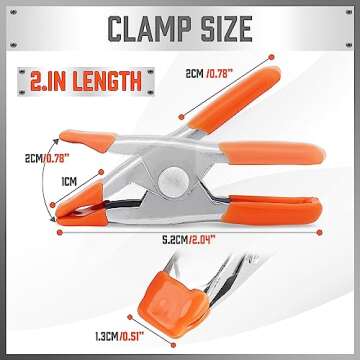 HORUSDY 32-Piece 2" inch Small Spring Clamp, Spring Metal Spring Clamps, 3/4"-inch Jaw opening