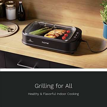 hOmeLabs Indoor Smokeless Electric Grill with Griddle Plate