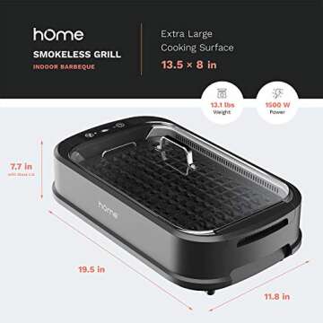 hOmeLabs Indoor Smokeless Electric Grill with Griddle Plate