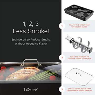 hOmeLabs Indoor Smokeless Electric Grill with Griddle Plate