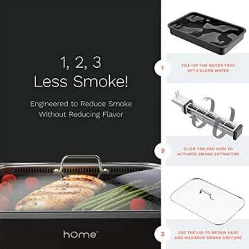 hOmeLabs Indoor Smokeless Electric Grill with Griddle Plate