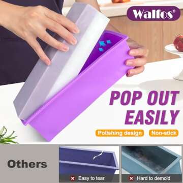 Silicone Soap Mold - Walfos 2Pcs Flexible Soap molds for soap Making Comes with Wood Box, Stainless ...