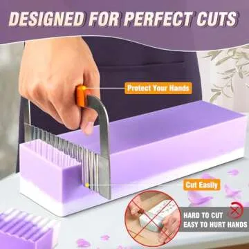 Silicone Soap Mold - Walfos 2Pcs Flexible Soap molds for soap Making Comes with Wood Box, Stainless Steel Wavy + Straight Scraper Cutters Rectangular Loaf Soap Mold