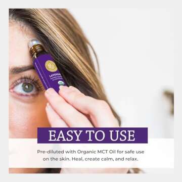 Organic Lavender Essential Oil Roll On, Lavandula Angustifolia, 100% Pure USDA Certified Aromatherapy for Calming, Relaxation & Skin - 10 ml Roller by Silk Road Organic - Always Pure, Always Organic