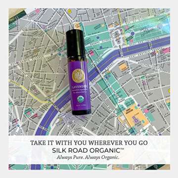 Organic Lavender Essential Oil Roll On, Lavandula Angustifolia, 100% Pure USDA Certified Aromatherapy for Calming, Relaxation & Skin - 10 ml Roller by Silk Road Organic - Always Pure, Always Organic