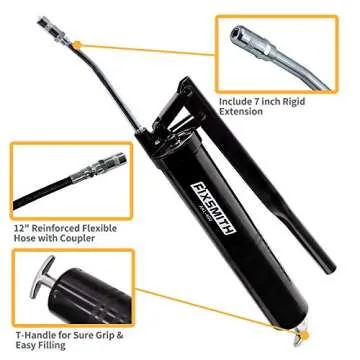 FIXSMITH Professional Lever Action Grease Gun - Heavy Duty Construction, 10,000 PSI Max Pressure, In...