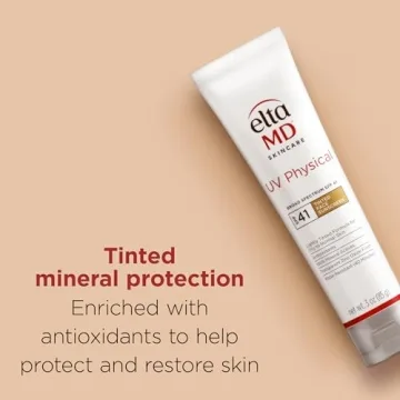 EltaMD UV Physical Tinted Mineral Sunscreen for Face - SPF 41 Tinted Sunscreen for Face, 100% Mineral, 3.0 oz Tube
