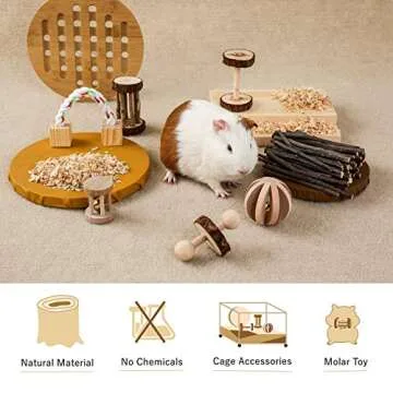 JanYoo 7Pcs Natural Rabbit Chew Toys for Healthy Teeth