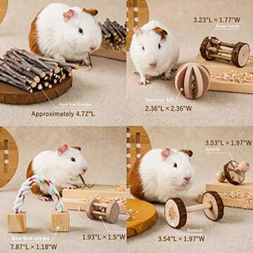 JanYoo 7Pcs Natural Rabbit Chew Toys for Healthy Teeth